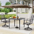 AECOJOY 39.4" Outdoor Patio Dining Table for 4, Metal Patio Table with 1.6" Umbrella Hole