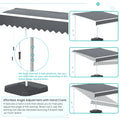 AECOJOY Free Standing Retractable Awning, 13'x8' Patio Awnings Outdoor Manual Sun Shade Shelter, Dark Grey