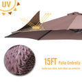 AECOJOY 15x9ft Double-Sided Patio Umbrella, Brown