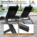 Tangkula Patio Chaise Lounges with 5-Position Backrest-Black