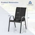 Set of 4 Outdoor Stackable Dining Chairs with Breathable Fabric, All Weather Patio Dining Chairs, 330LBS Heavy Duty Rustproof Steel Frame