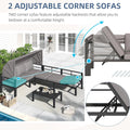 AECOJOY Patio Furniture Set with Retractable Canopy&2 Adjustable Backrests, Outdoor Conversation Set, Grey