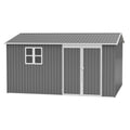 AECOJOY 12x10 FT Outdoor Storage Shed Metal, Large Garden Tool Sheds, Waterproof Steel Utility Storage Building