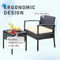 Tappio Outdoor Furniture 3 Piece Patio Bistro Furniture Set, Rattan Conversation Chairs Set with Side Table and Cushions, Patio Furniture Sets for Balcony Garden Porch, Red