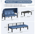 AECOJOY Patio Furniture Set with Retractable Canopy&2 Adjustable Backrests, Outdoor Conversation Set, Dark Blue