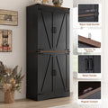 71" Tall Farmhouse Kitchen Pantry Cabinet, 5 Layers Storage Cabinet with Adjustable Shelves, Farmhouse Pantry Cabinet with 4 Barn Doors