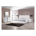 3 Piece Modern Bedroom Furniture Set, California King Platform Bed with 2x Nightstand, White Lacquer Finish
