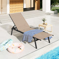 AECOJOY Patio Lounge Chairs, Outdoor Chaise Lounge with Wheels, Beige, 4PCS