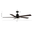 WINGBO 54 DC Ceiling Fan with Lights and Remote Control, 5 Reversible Carved Wood Blades Brass/Black