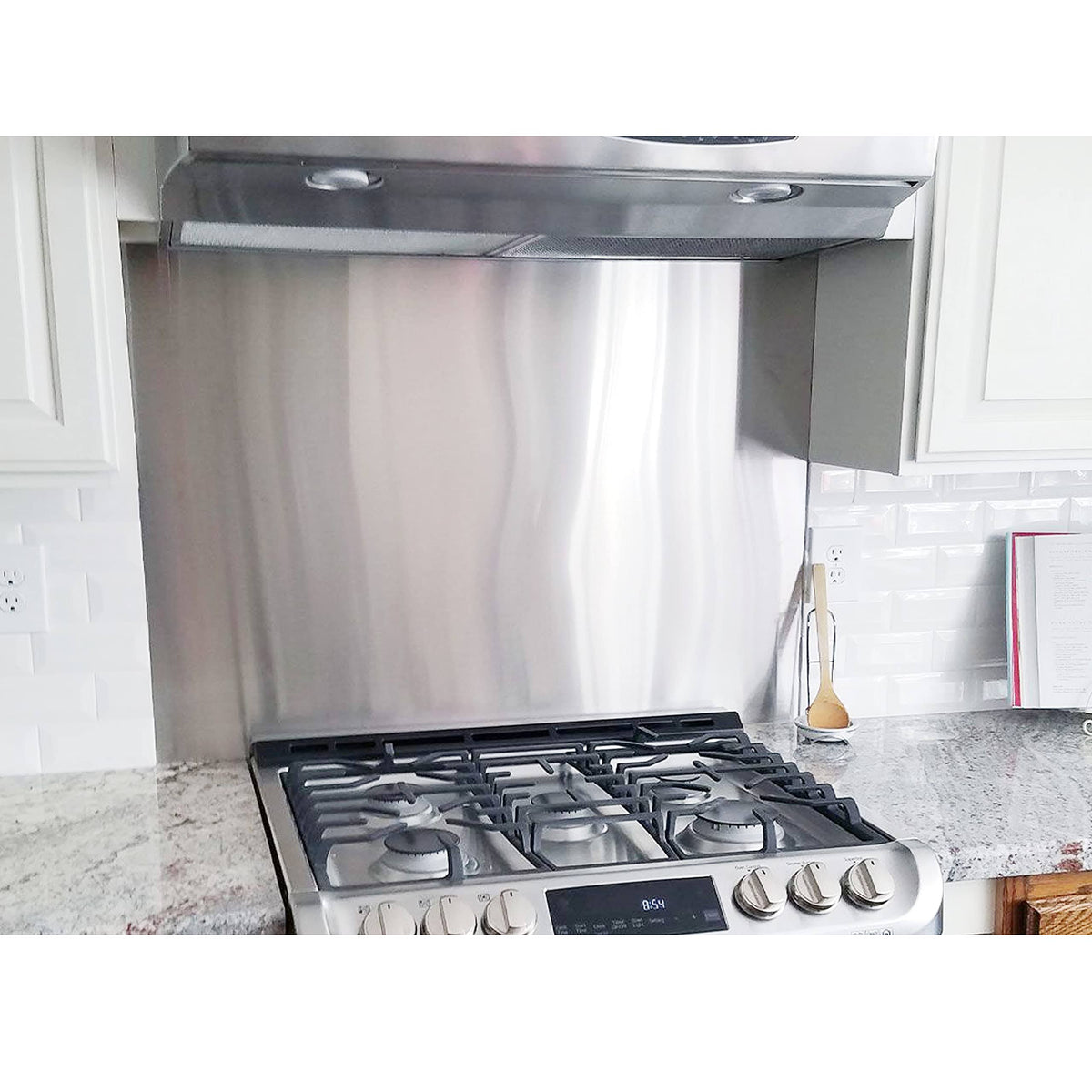 Hqsgdmn 24" by 30" Stainless Steel Stove Backsplash Splatter Guard SP3604 Range Hood Backsplash Wall Shield Metal Panel, Ultra Flat Easy Clean and