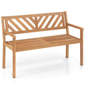 Tangkula Acacia Wood Outdoor Loveseat Bench 2-Person Patio Garden Bench