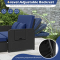 Tangkula Patio Rattan Daybed with 4 Level Adjustable Backrest
