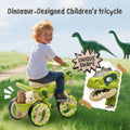 Xuanlur Kids Ride on Dinosaur Tricycle, Toddlers Kid Trike with Wide Flash Wheels, Anti - Slip Pedals, Rear Basket, Music & LED Lights, Toddler Bike
