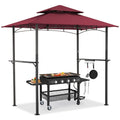 AECOJOY Grill Gazebo 8’x 5’ Outdoor Patio Backyard BBQ Grill Shelter, Red