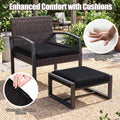Tangkula 5 Pieces Wicker Patio Conversation Set 2-Person Small Balcony Furniture Seating Set