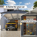 AECOJOY 12x22 Metal Carport with Storage Sheds, Outdoor 12' x 17' Portable Garage Gazebo RV Car Tent with 12' x 6' Storage Sheds
