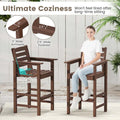 Adirondack Bar Chairs Set of 2/4, 29" HDPE Bar Height Outdoor Stools w/ Backrest & Footrest, All-Weather Backyard Patio High-Top Chairs