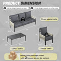 AECOJOY Aluminum Patio Furniture Set - 5 Seat Outdoor Sectional with Retractable Footrest Sofas & Coffee Table