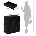 Segmart Black Chest of 4 Drawers, Wood Bedroom Furniture Chest Cabinet with Metal Handles for Kids Room