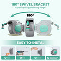 AUOSHI Retractable Garden Hose Reel 1/2" 100ft Automatic Hose Reel with 10 Function Sprayer Nozzle Wall Mount 180 Deg Swivel Bracket Hose Reel with Any Length Lock Slow Return System