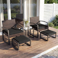 Tangkula 5 Pieces Wicker Patio Conversation Set 2-Person Small Balcony Furniture Seating Set