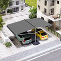 AECOJOY Free Standing Retractable Awning, 13'x10' Dual Side Patio Awnings Outdoor Manual Sun Shade Shelter, Dark Grey