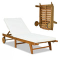Tangkula Folding Lounge Chairs Outdoor Set of 1/2 Patio Eucalyptus Wood Chaise Lounge