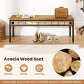 Tangkula 3 Pieces Wood Patio Dining Set
