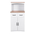 Kitchen Storage Cabinet Pantry Cabinet, White Storage Cupboard Pantry with 2 Doors, 2 Drawers & Microwave Shelf, Freestanding Kitchen Storage Buffet