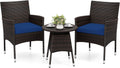 Tangkula 3 Piece Patio Furniture Set | Hand-Woven PE Wicker Conversation Set