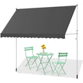 AECOJOY Manual Retractable Awning, 118" Non-Screw Outdoor Patio Awning, Dark Grey