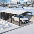 AECOJOY 12x22 Metal Carport with Storage Sheds, Outdoor 12' x 17' Portable Garage Gazebo RV Car Tent with 12' x 6' Storage Sheds