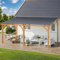 AECOJOY 16' x 10' Outdoor Wooden Gazebo, Patio Lean to Hardtop Pergolas and Gazebos