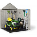 Rubbermaid 77 Ft Durable Weather Resistant Resin Outdoor Garden Storage Shed with Windows and Utility Hooks, Sand