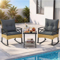 Tangkula 3 Pieces Outdoor Rocking Chairs Set for Garden