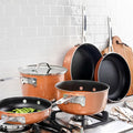 StackMaster 21-Piece Aluminum Cast Textured Ceramic Nonstick Cookware and Bakeware Set with Utensils