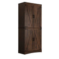 71" Tall Farmhouse Kitchen Pantry Cabinet, 5 Layers Storage Cabinet with Adjustable Shelves, Farmhouse Pantry Cabinet with 4 Barn Doors