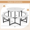 8 Person Round Outdoor Picnic Table Bench Set with Umbrella Hole, All-Weather HDPE Tabletop & Metal Frame for Patio Garden Yard