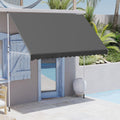 AECOJOY Manual Retractable Awning, 118" Non-Screw Outdoor Patio Awning, Dark Grey