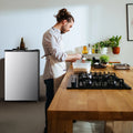 KNDKO 3.2cu.ft Upright Freezer, Compact Freezer with Removable Shelves, Adjustable Thermostat for Home/Kitchen/Office, SILVER