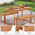 Tangkula Rectangular Acacia Wood Patio Dining Table with Slatted Tabletop (49" x 27.5")