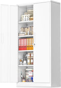 SOLAURA 71" Metal Garage Storage Cabinet with Locking Doors and Adjustable Shelves for Home, Office(Black)