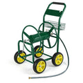 Heavy Duty Metal Garden Hose Reel Cart Holds 300FT of 5/8" Hose with 4 Wheels & Storage Basket, Portable Water Hose Organizer for Yard Lawn