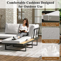 AECOJOY 4 Piece Metal Patio Furniture Set with Waterproof Cover, Convertible Outdoor Daybed with Coffee Table