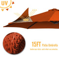 AECOJOY 15x9ft Double-Sided Patio Umbrella, Orange