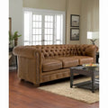Hancock Tufted Top Grain Italian Leather Chesterfield Sofa - Dimensions: 31" H x 86" W x 40" D