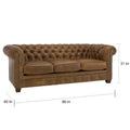 Hancock Tufted Top Grain Italian Leather Chesterfield Sofa - Dimensions: 31" H x 86" W x 40" D