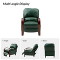 Set of 2 Alex Mid - Century Modern Genuine Leather Manual Recliners with Curved Wooden Arms
