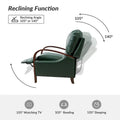 Set of 2 Alex Mid - Century Modern Genuine Leather Manual Recliners with Curved Wooden Arms
