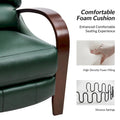 Set of 2 Alex Mid - Century Modern Genuine Leather Manual Recliners with Curved Wooden Arms